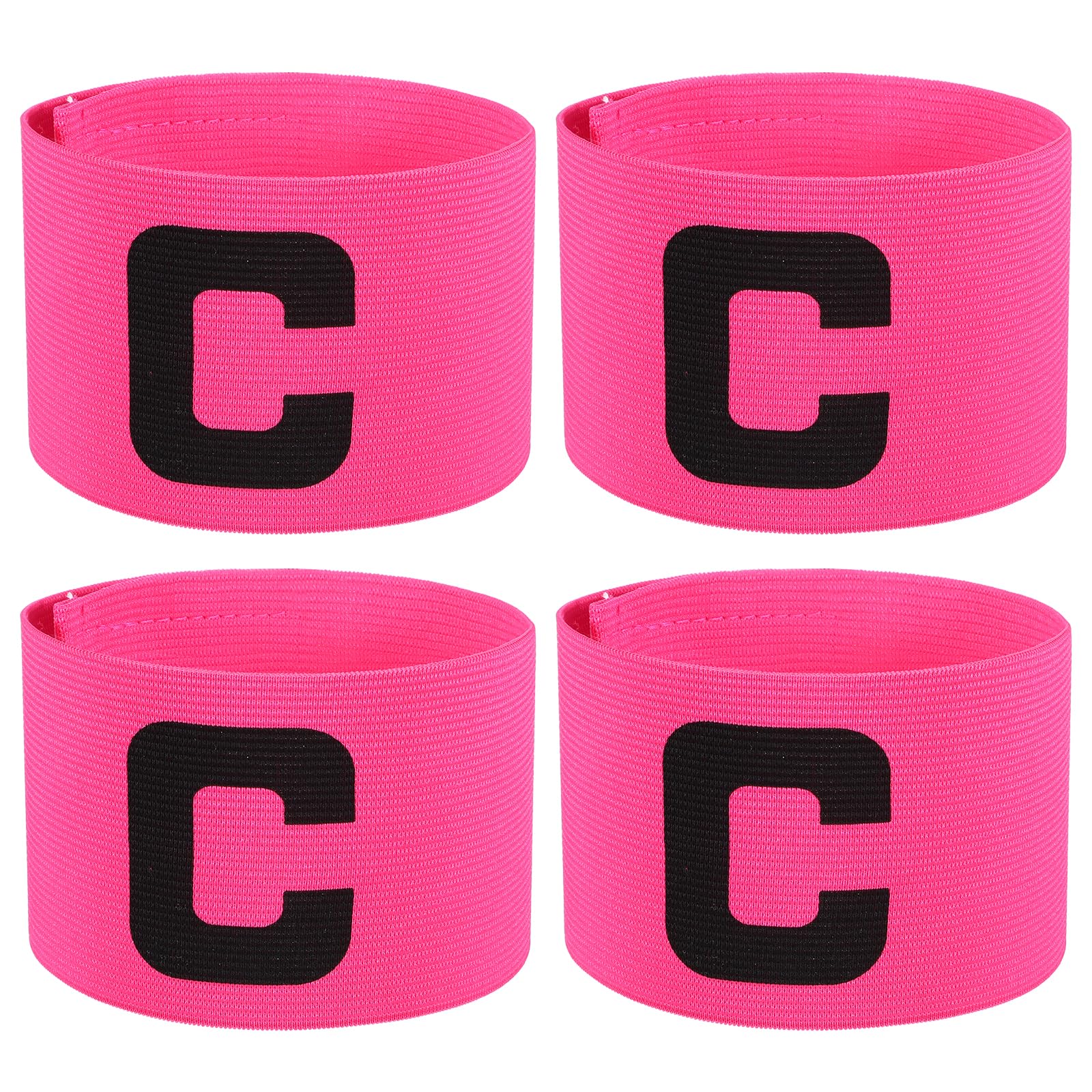 4 Pcs Captain Arm Bands for Soccer, Pink Soccer Captain Armbands, Adjustable Leader Armband for Rugby, Football, Volleyball, Basketball, Sport Player