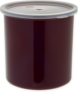 Carlisle FoodService Products Classic Round Storage Container Crock with Lid for Kitchen, Restaurants, Home, Plastic, 2.7 Quarts, Brown