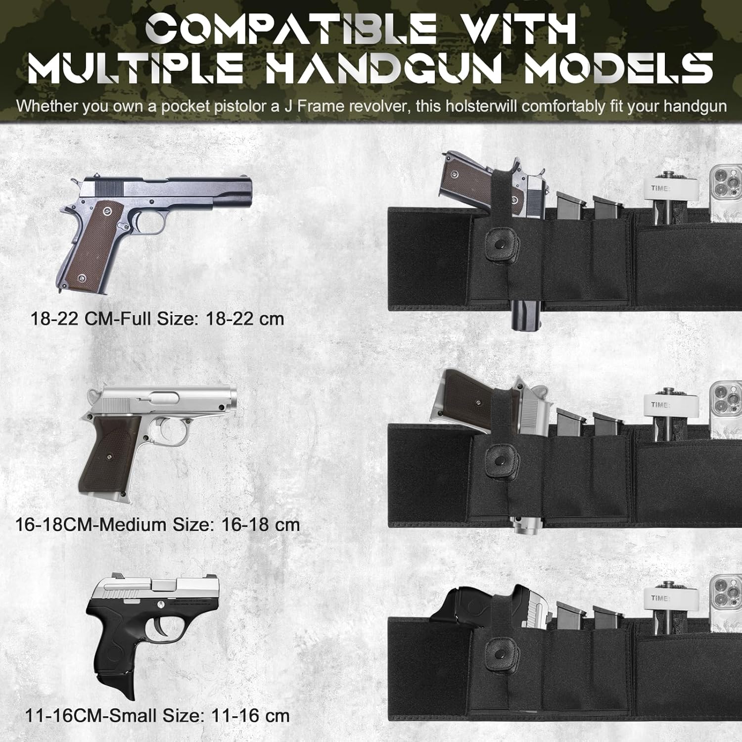 Belly Band Holster Ambidextrous, Unisex Belly Band Holster, Belly Holster for Concealed Carry, Fits with Most Pistols and Revolvers Including Glock 17-43X, Taurus, Ruger LCP, S&W M&P - Image 5