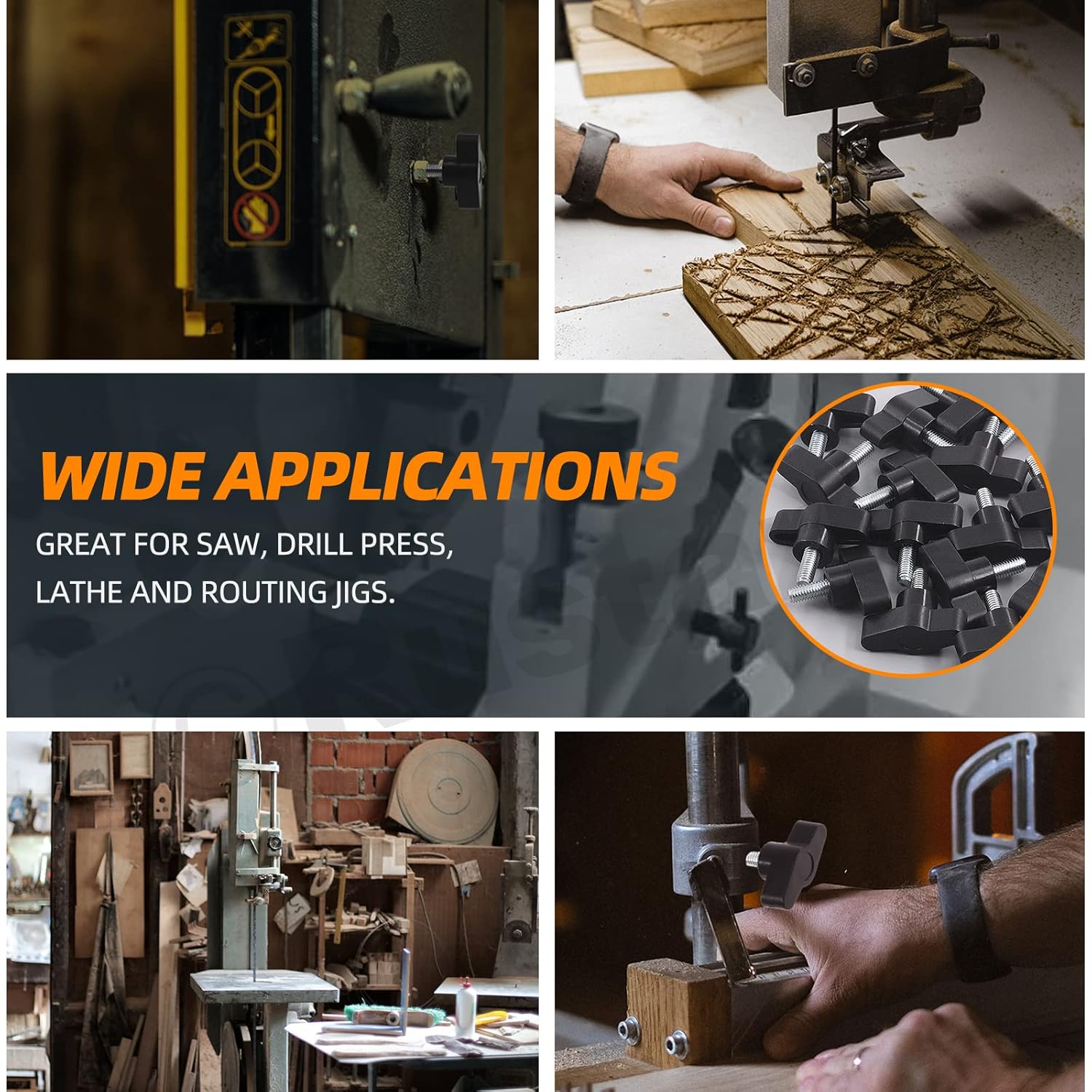 20Pcs M6 x 13mm Thumb Screws Wing Bolt Black Plastic Male Thread Clamping Screw for Quick Remove or Replace Hand Tightening Knob