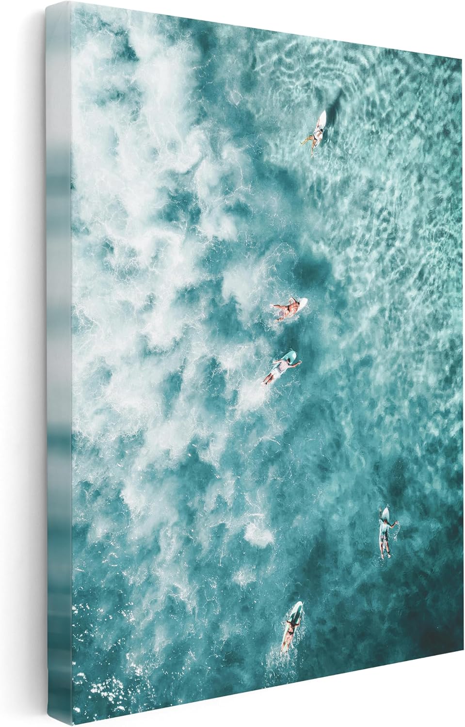 Poster Master Surfers On The Sea Canvas - Catch The Waves Print - Vacation Art - Gift for Men & Women - Coastal Art - Great Decor for Ocean or Beach House - 8x10 STRETCHED Canvas