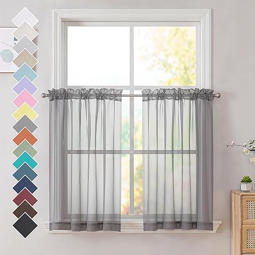 Miniatura 158 de OVZME 2 paneles de cortina traslúcidas para ventana, 96 pulgadas de largo, para dormitorio, diseño de bolsillo superior para cortinero, tratamiento