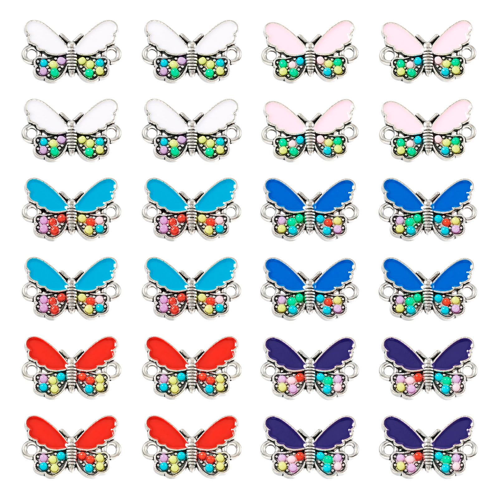 Spritewelry 36Pcs Butterfly Alloy Enamel Connector Charms Link Pendants for DIY Earrings Bracelets Necklace Jewelry Making