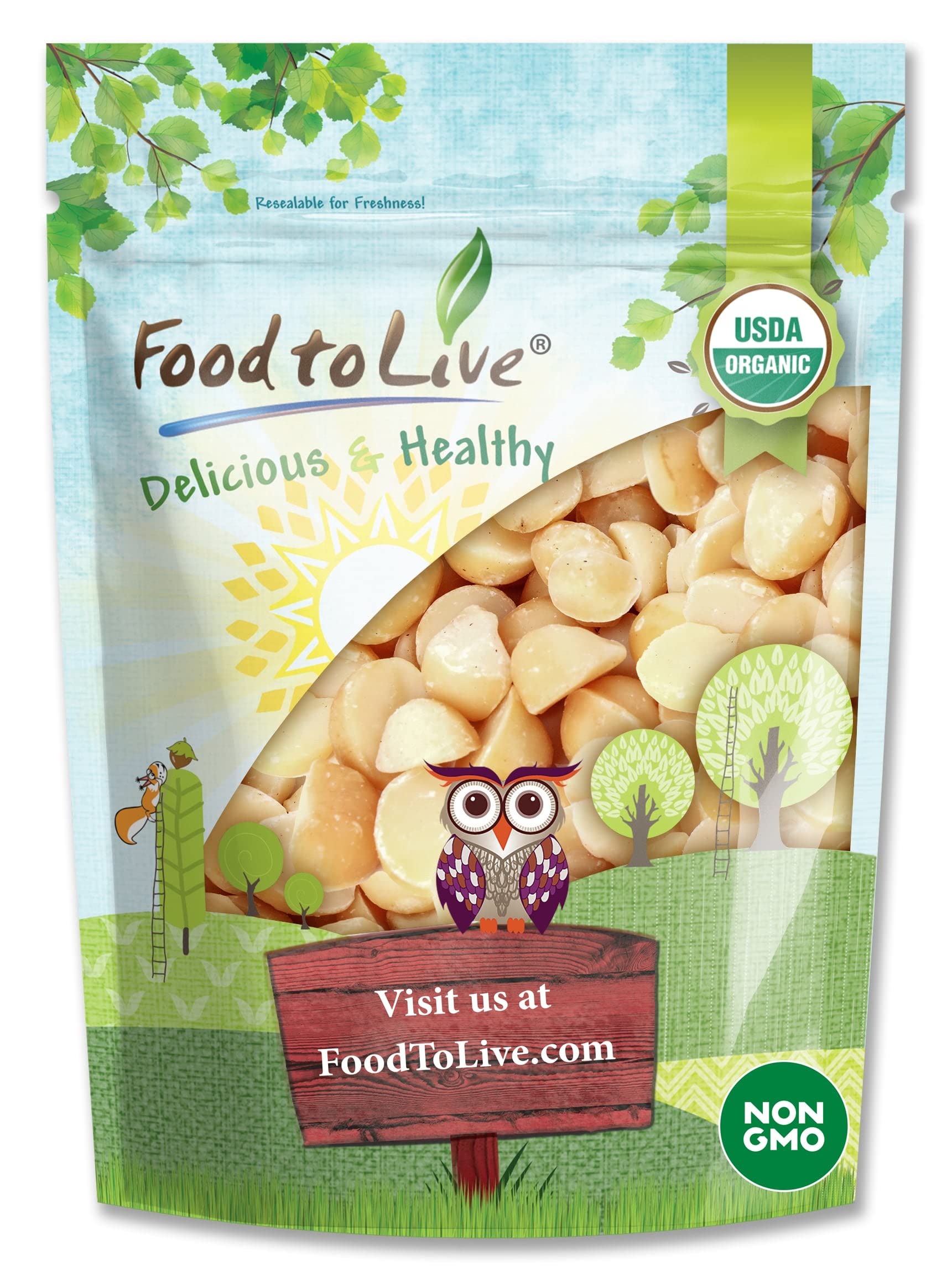 Food to Live Organic Macadamia Nut Halves & Pieces, 4 Pounds – Non-GMO, Raw, Shelled, Unsalted, Kosher, Vegan, Bulk. Keto Snack. Good Source of Healthy Fats. Great as Topping for Yogurt, Cereal.