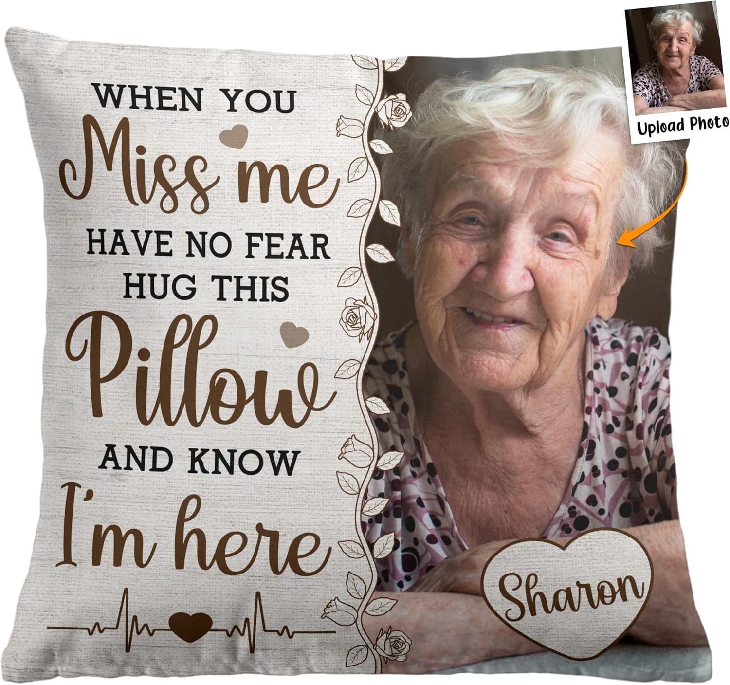 Hug This Pillow And Know I'm Here Personalized Photo
