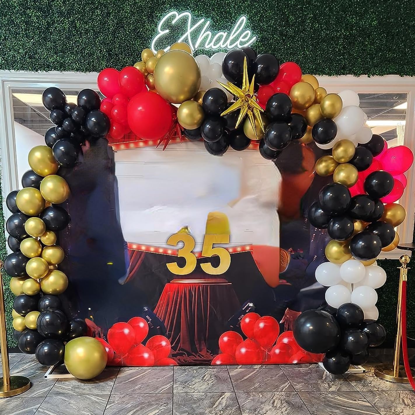 Rote und schwarze Luftballons, 60 Stück 30,5 cm schwarz rot Ballon-Set mit metallischem Chrom Gold Rot Schwarz Konfetti Ballon Latex Helium Party Ballons für Abschlussfeier Geburtstag Hochzeit