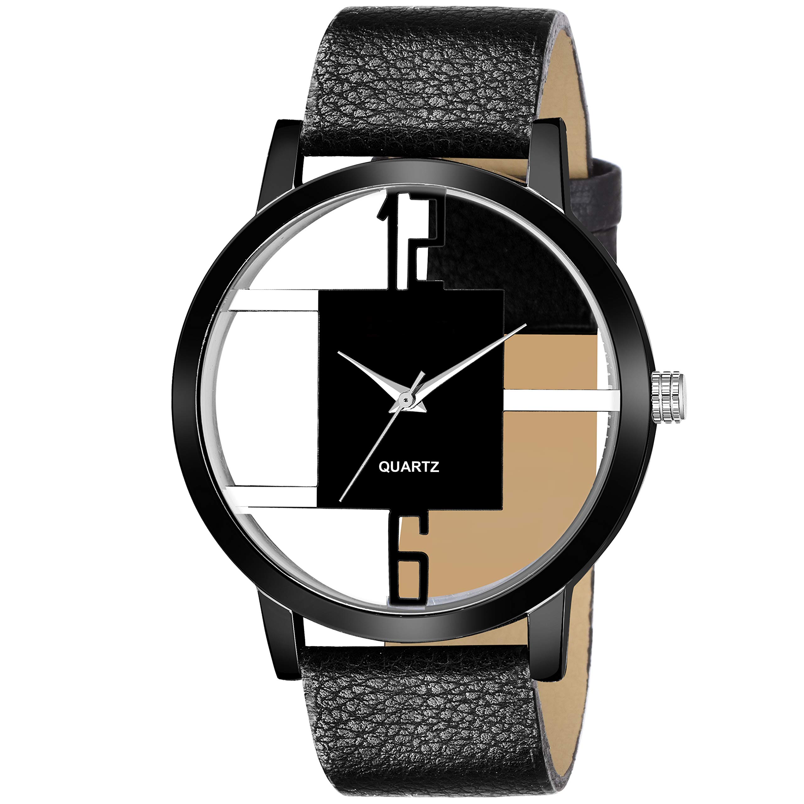 Tymor Open Dial Watch Leather Belt Offical Round Dail Watch for Men