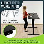 TechOrbits Adjustable Standing Desk – 47 x 24 Inch, Motorized Electric Tabletop w/Variable Sit & Stand Height (Black Frame/Wood Top)