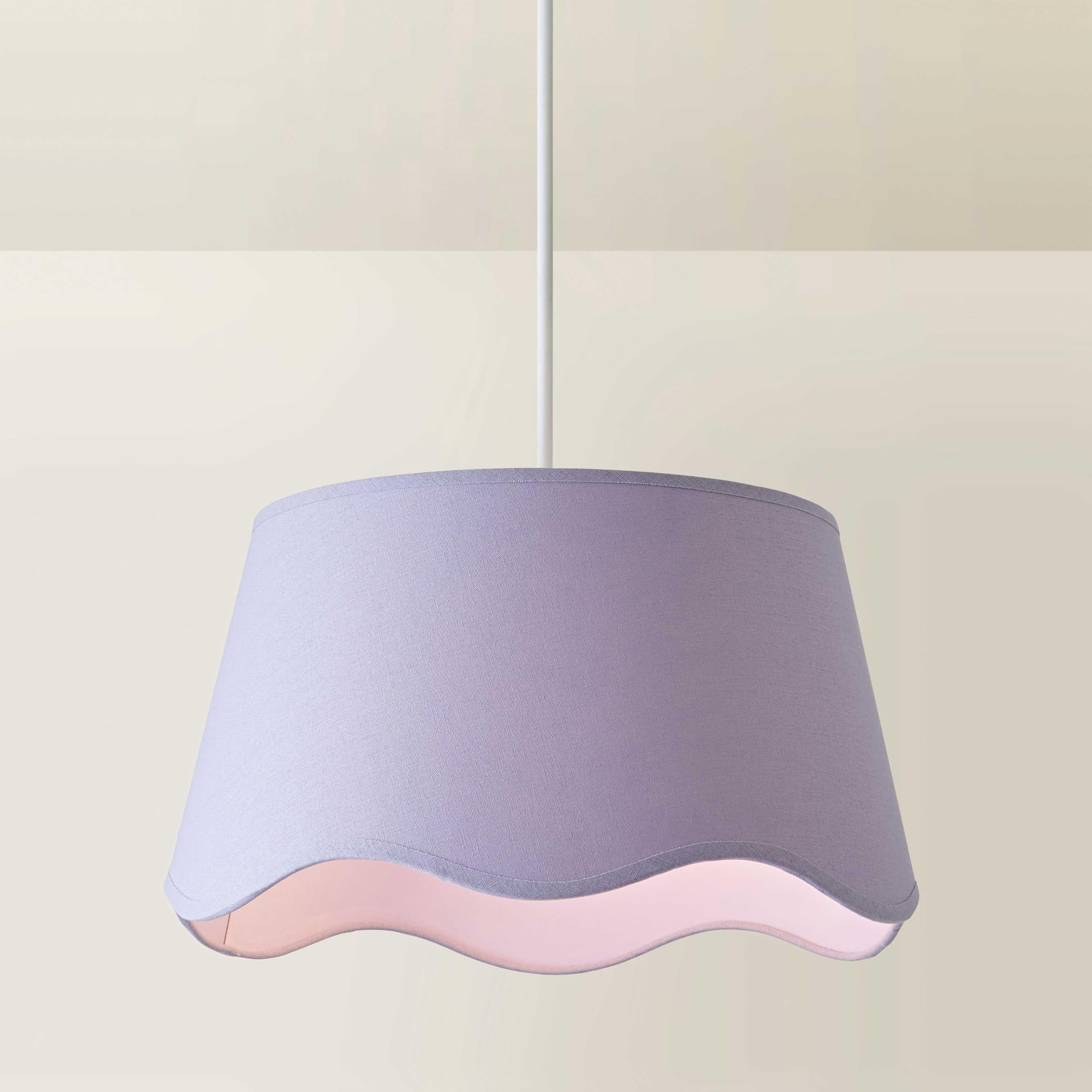 Valuelights Unisex Lilac Mabel Linen Large 30Cm Scallop Edge W/ Trim Ceiling Light Lamp Shade In
