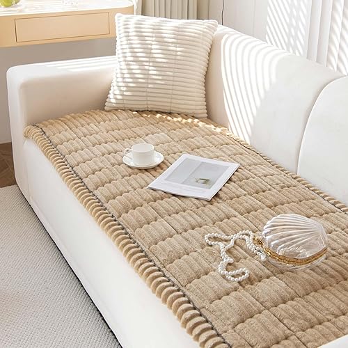 Funda para sofá lavable para perros, funda antideslizante para sofá de 3 cojines, protector de muebles (1 unidad de 27.5 x 70 pulgadas, caqui)