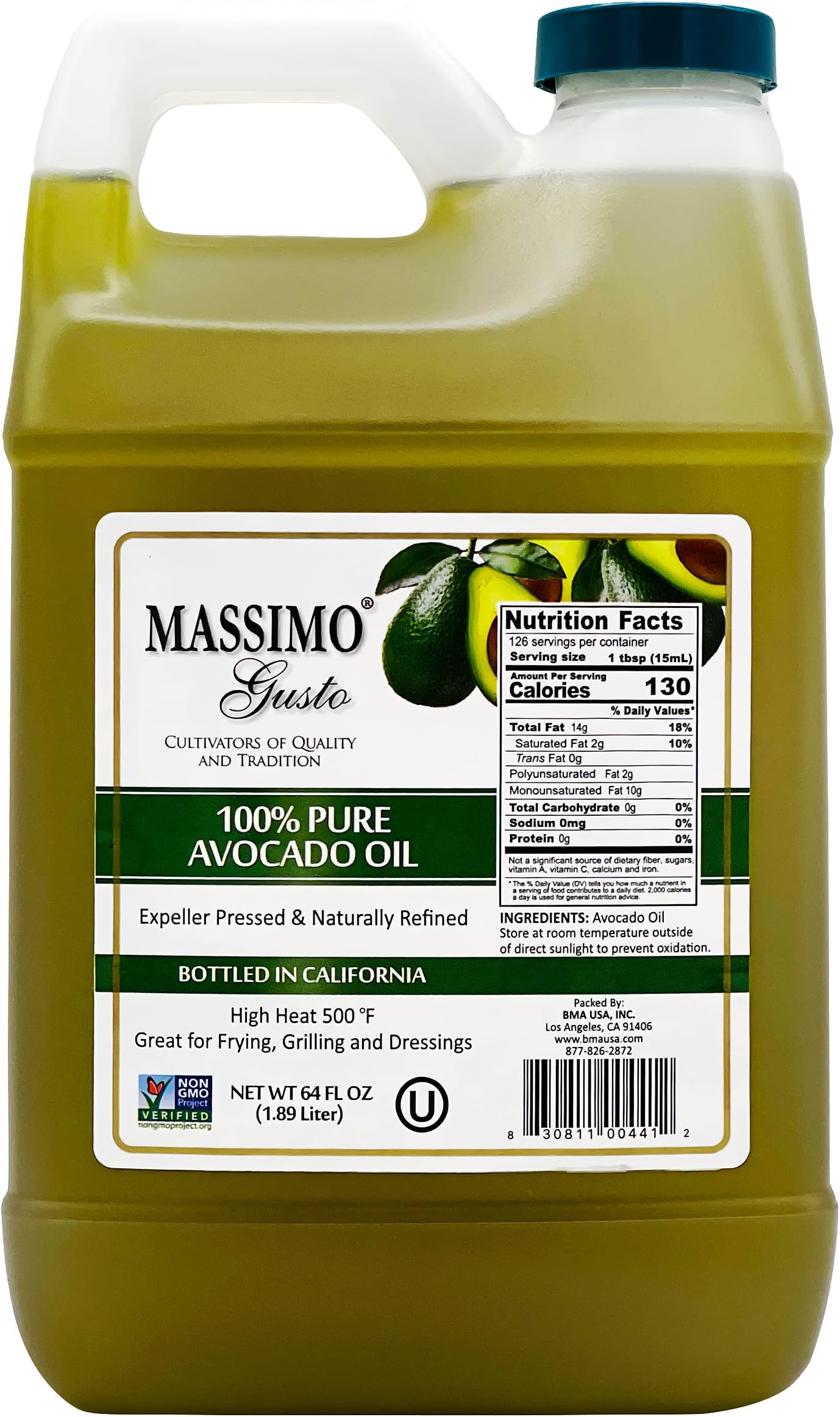 Massimo Gusto Food Service - Avocado Oil - 1/2 Gallon (64 FL OZ)