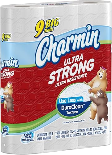 Charmin Papel higiénico ultra fuerte, 9 unidades, 121 hojas, 1.5 rollos regulares (paquete de 4) disponible en Yaxa Colombia