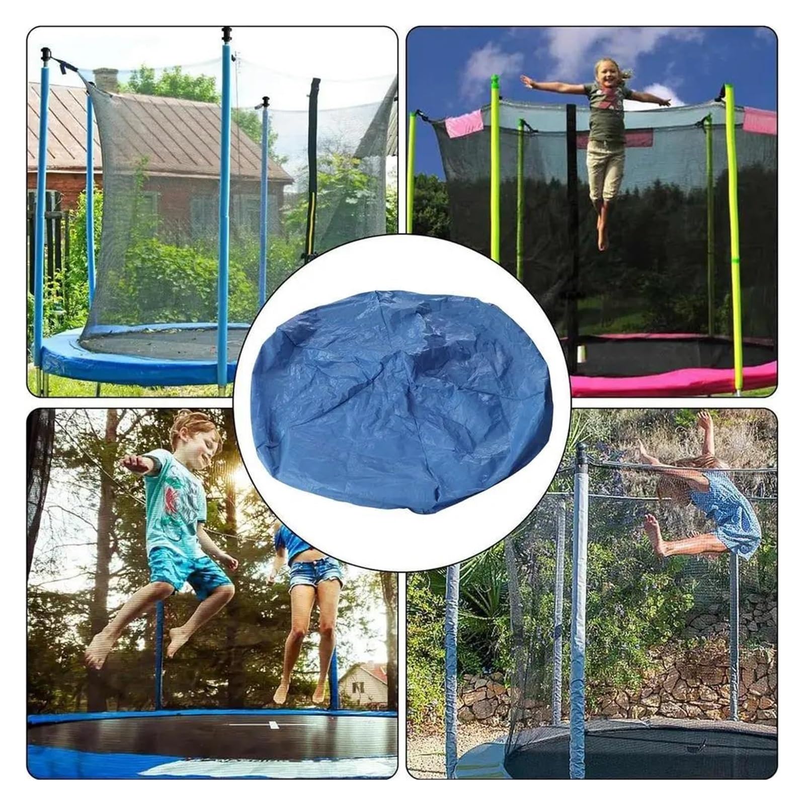 Colchoneta Recambio Exterior Trampolín Cubierta De Protección Solar para Trampolín, Cubierta De Sombrilla Anti-UV A Prueba De Polvo, Cubierta De Protección Azul