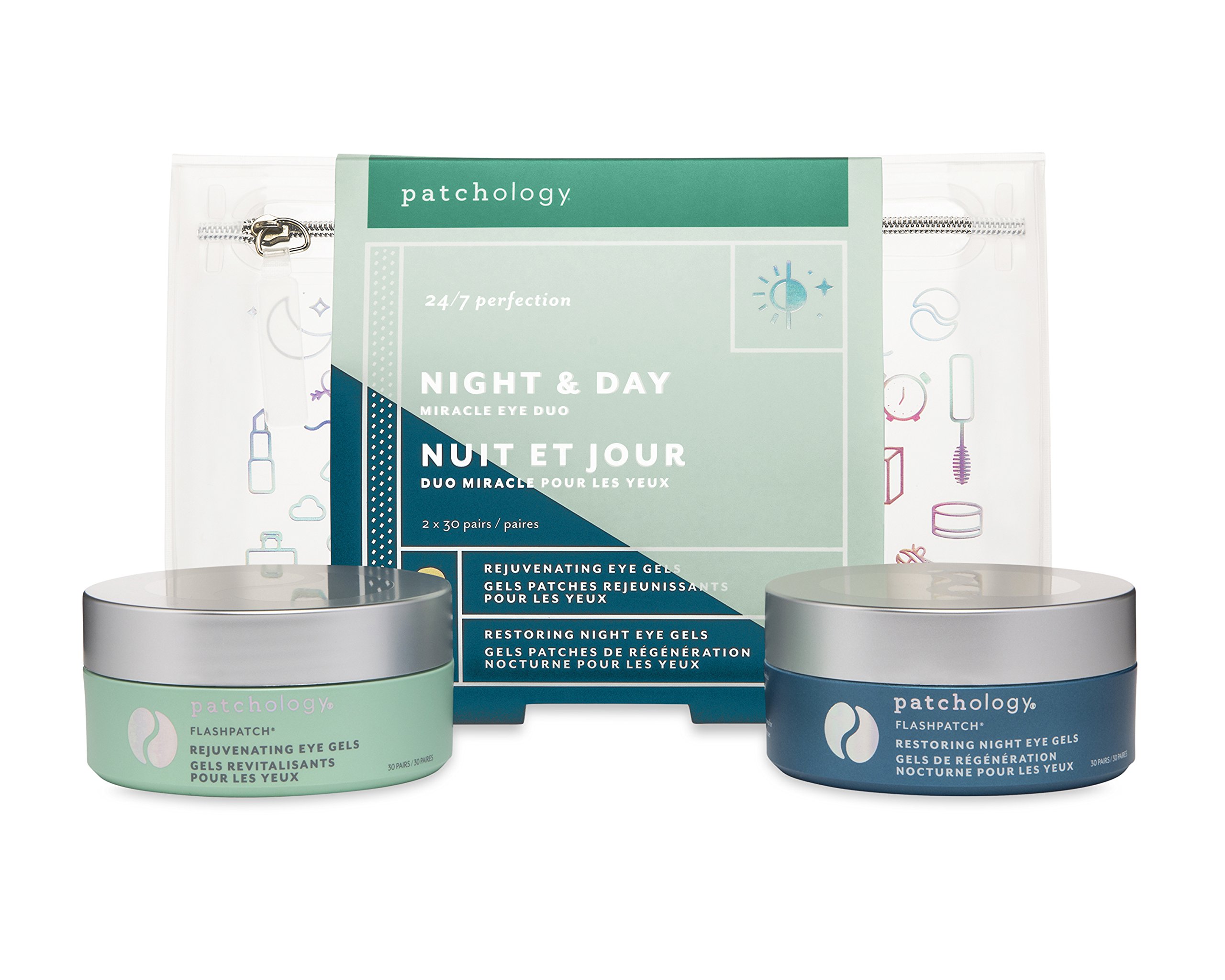 Patchology Night & Day Under Eye Patches (60 Pairs) - Eliminate Dark Circles, Puffy Eyes & Wrinkles - Premium Collagen & Retinol Masks for Brightening