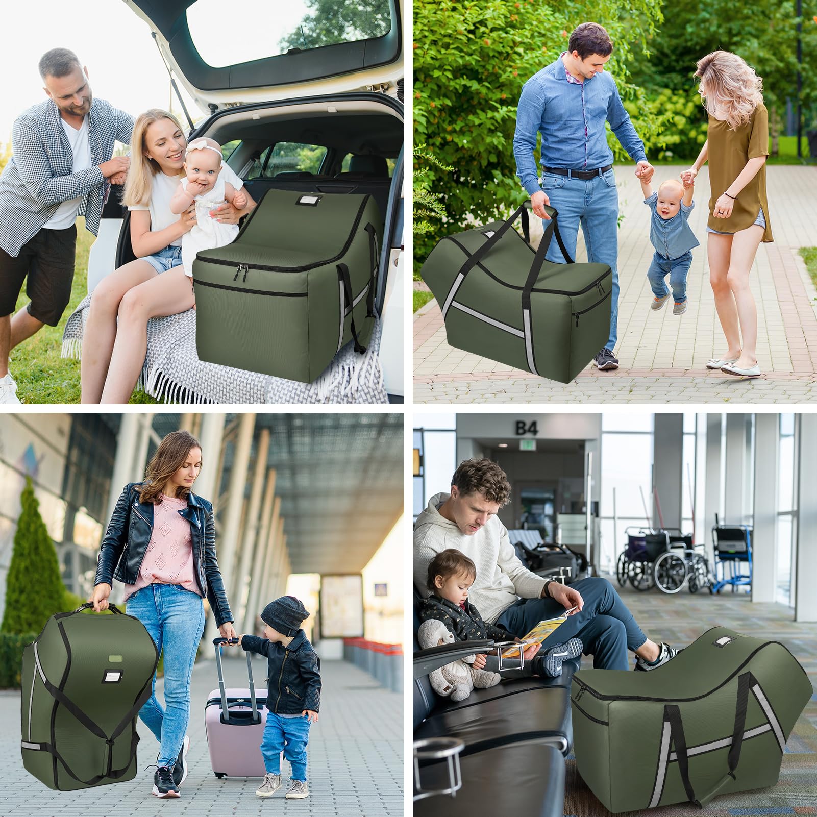 Sac de voyage pour siège d'auto pour bébé compatible avec tous les sièges et bases Nuna Pipa, Chicco KeyFit 30 et Base, sacs de siège de voiture rembourrés pour voyage en avion, sac de contrôle de