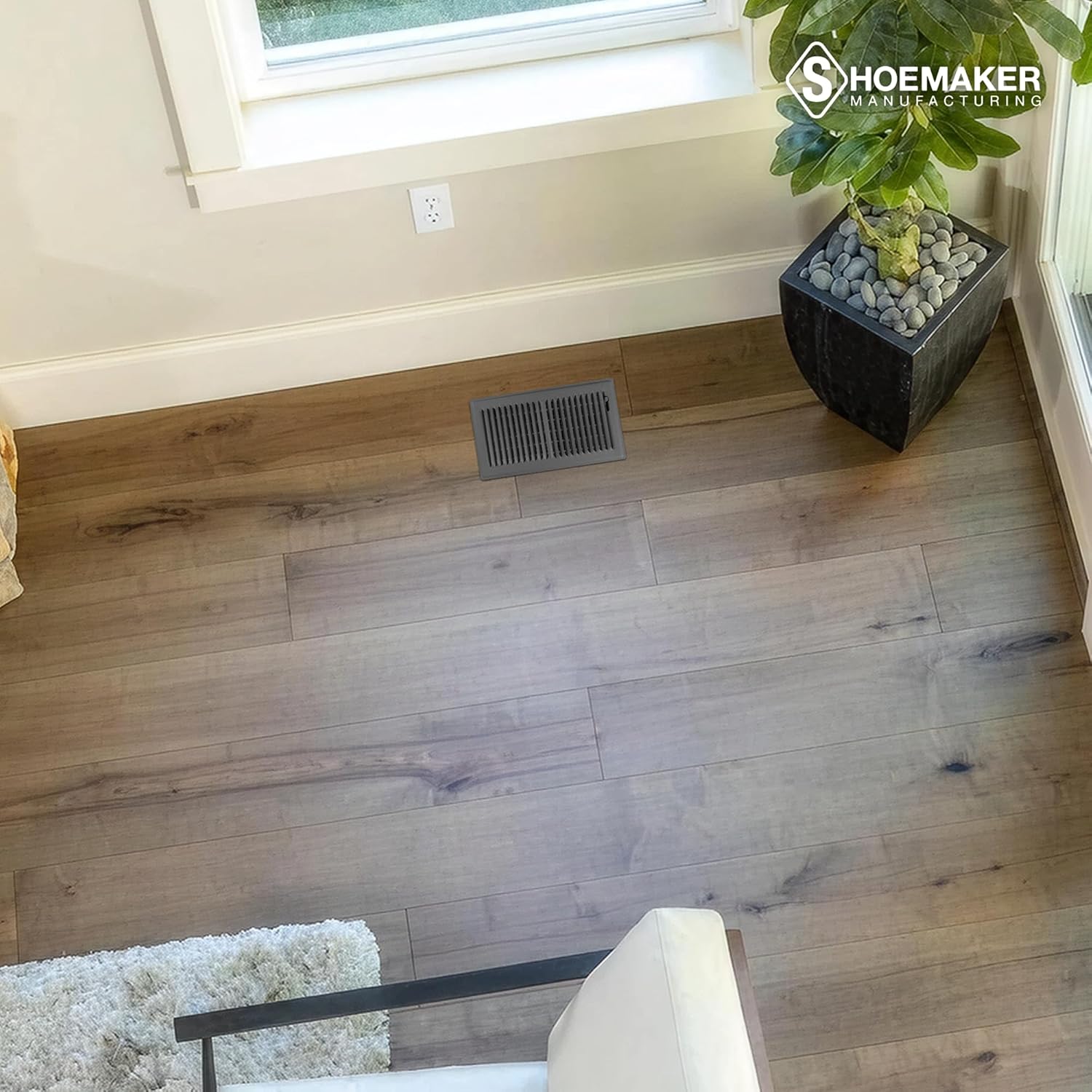 Shoemaker 6x12 Floor Register – Storm Gray Heavy Duty Metal Floor Vent Cover for Home Floors - Premium Forced Air Vent Covers