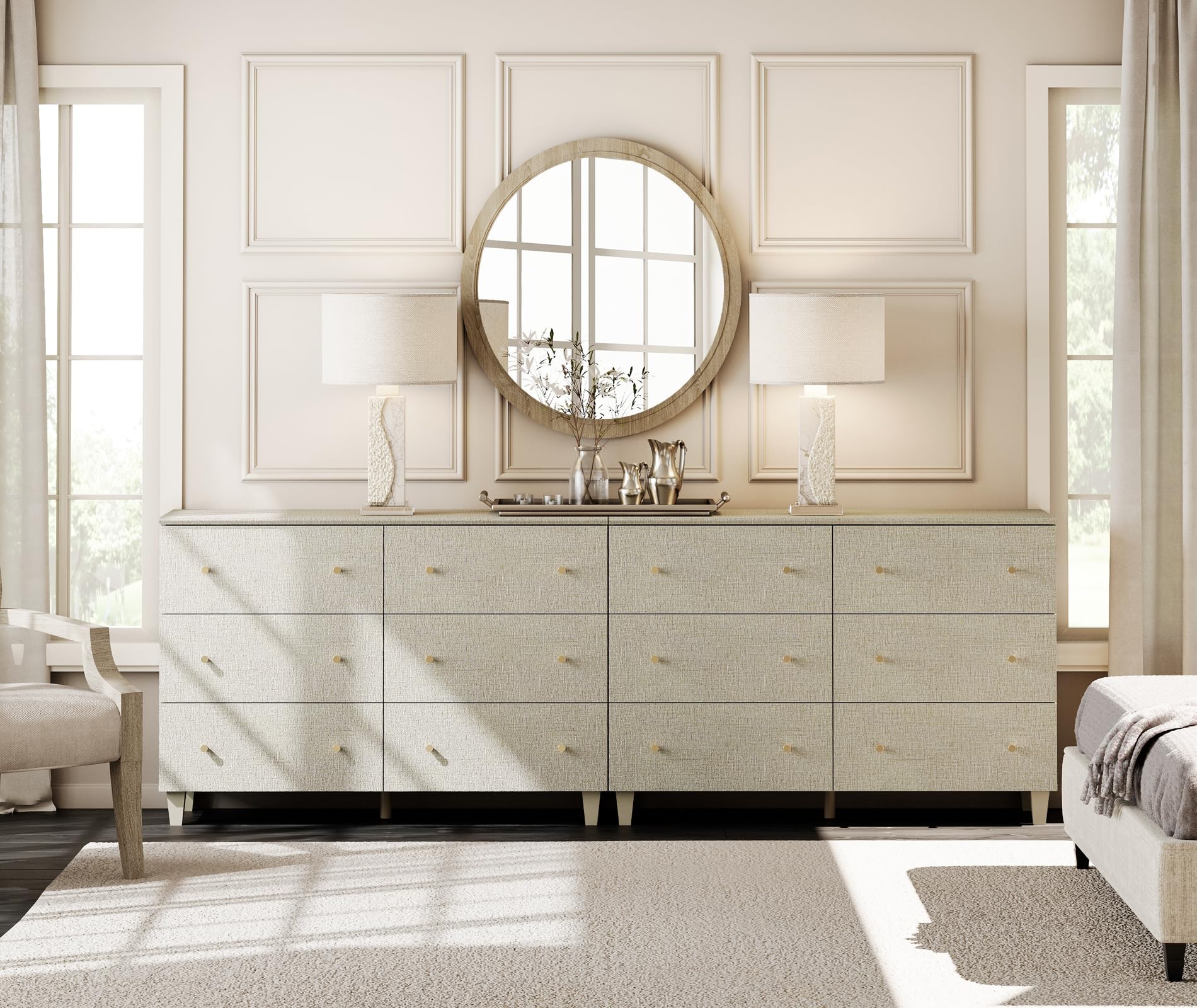 Amazon.com: WAMPAT 12 Drawers Dresser Chests for Bedroom, Set of 2 Modern  Wood Chest of Drawers, 32.4" Tall Dresser for Closet, Dressers Organizers  for Living Room, Hallway, Beige Linen Textured : Home