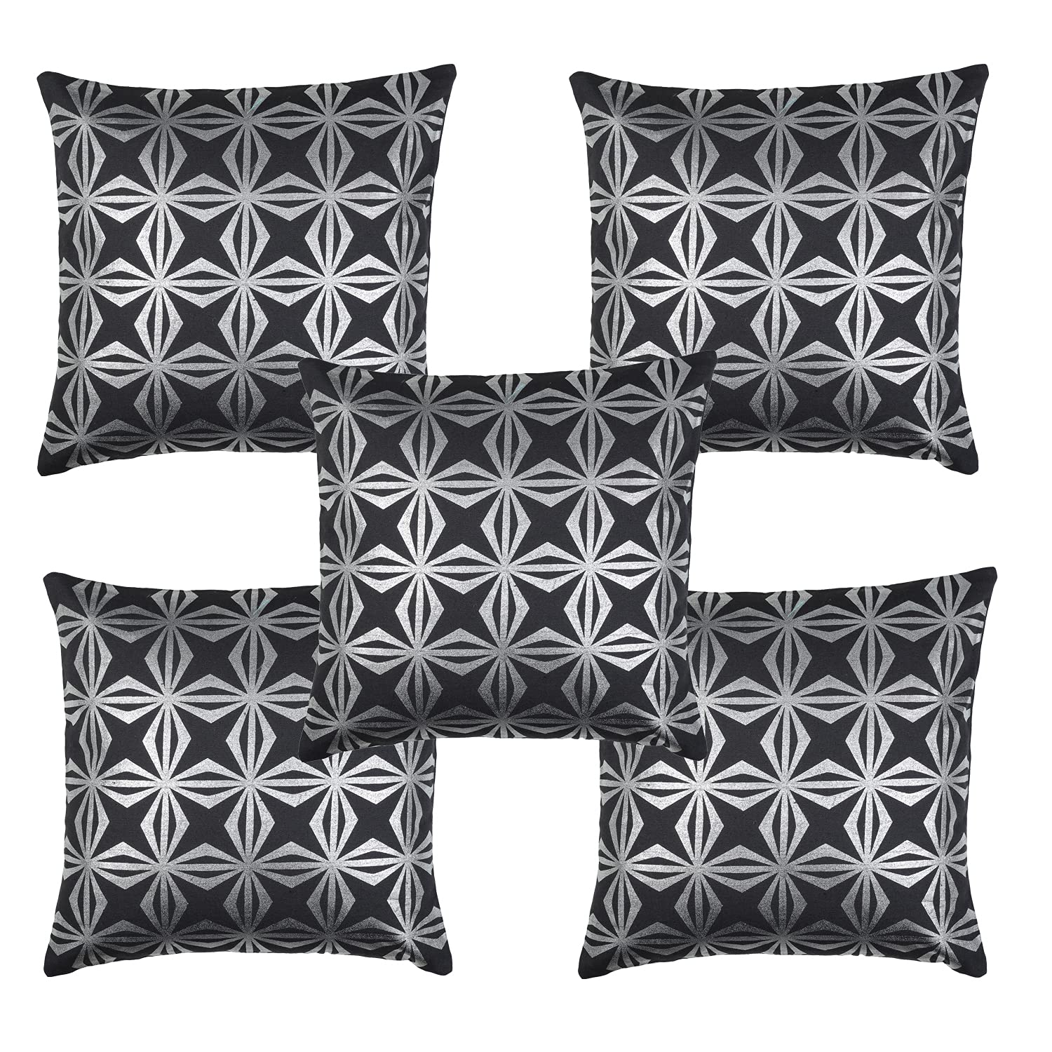 Dhanush International Argento Pure Cotton Cushion Covers with Mirror Star Design for Home, Office, Car (30 x 30 cm) (Pack of 5, Chocolate)