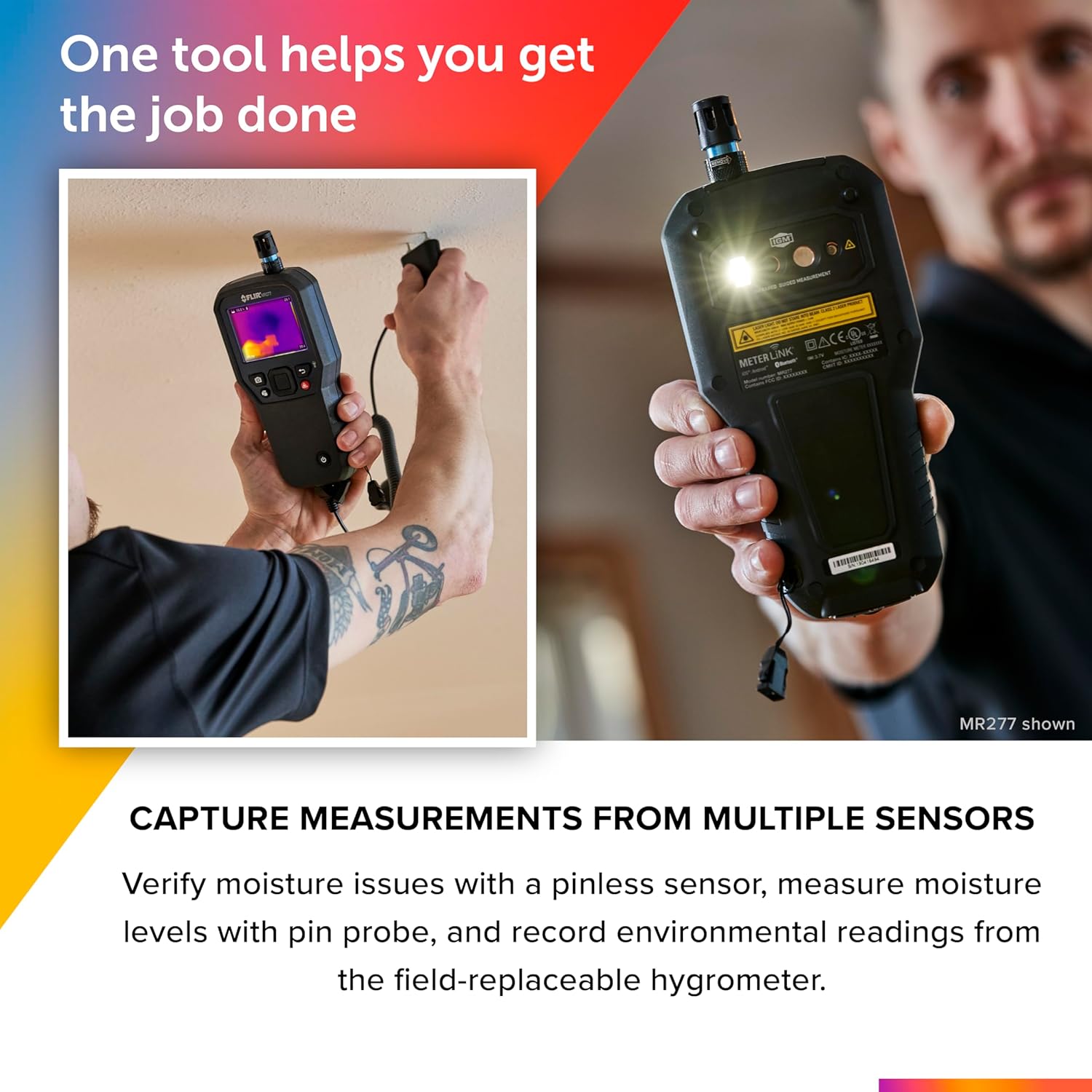 FLIR MR176 - Thermal Imaging Moisture Meter - with IGM (Infrared Guided Measurement), Replaceable Hygrometer, Pin and Pinless