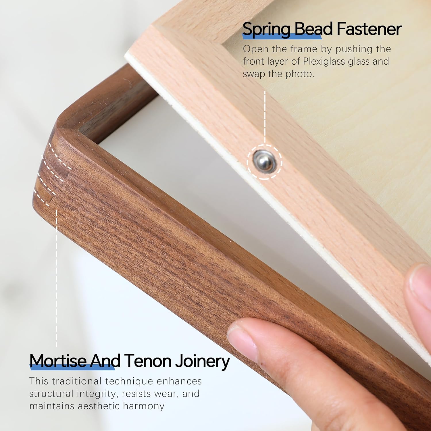 Walnut Wood Picture Frame,Picture 2x3 with Mat or 2.5x3.5 Without Mat,Standing Desk Photo Frame 2.5 by 3.5,Plexiglass,Tabletop or Wall Display