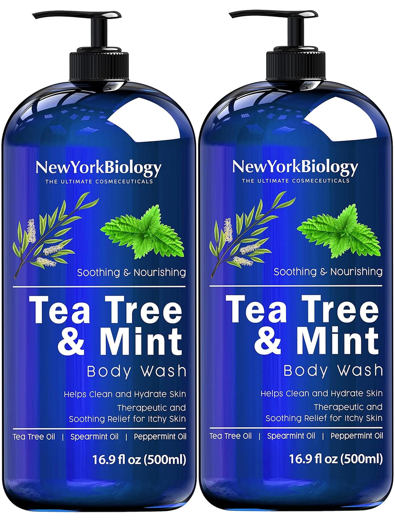 New York Biology Tea Tree Mint Body Wash for Men and Women - Moisturizing Body Wash Helps Soothe the Skin - Refreshing and Hydrating Cleanser for Body