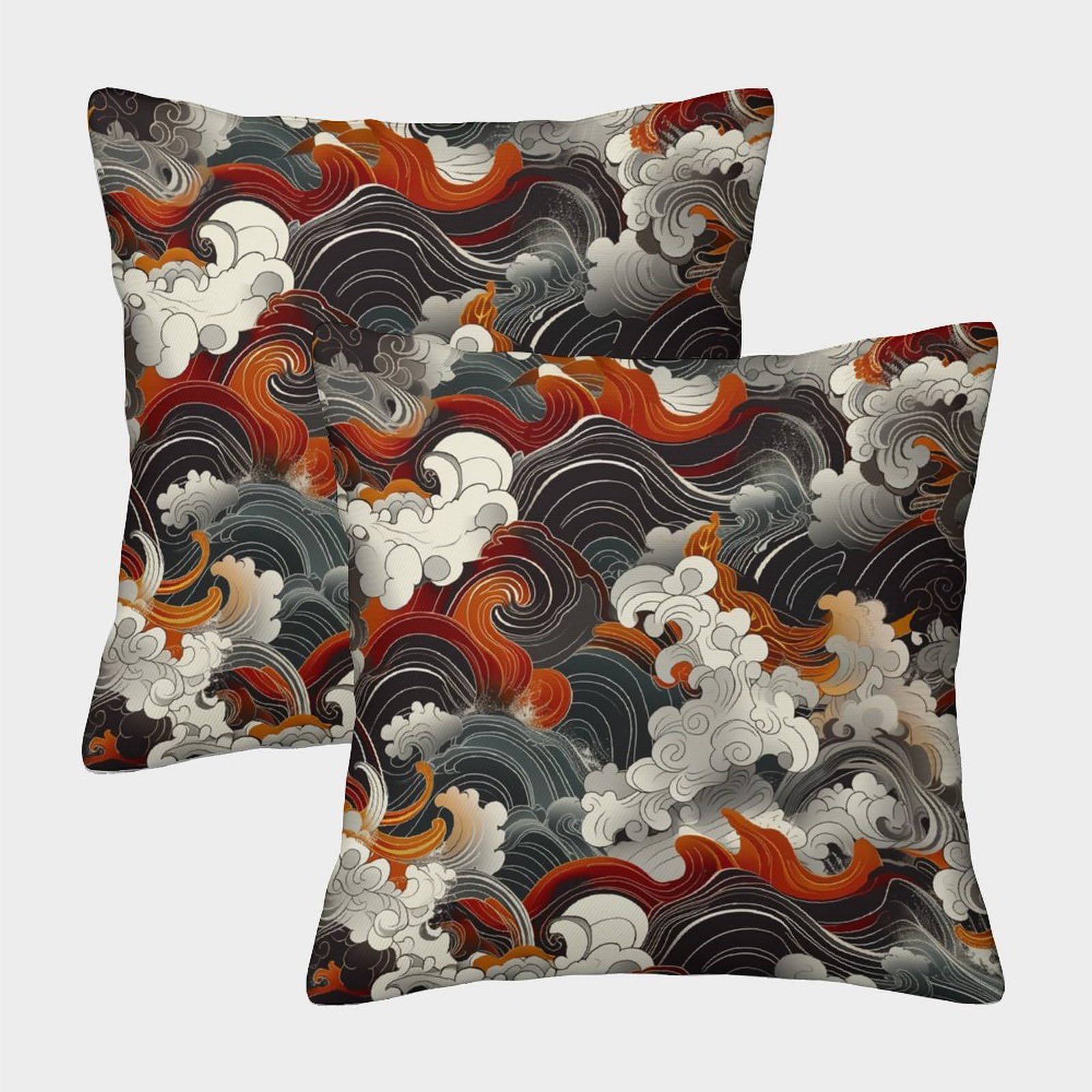 BARDYS Sea Wave Throw Pillow Homeware Cushions with Invisible Zipper Decorative Set of 2 for Home Sofa Bedroom Living Room Outdoor garden Car Decorative 50x50cm — image 1