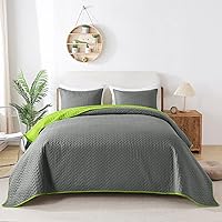 Vista 10 de JML - Juego de colcha reversible de microfibra suave y ligera, repujado, color sólido, para todas las estaciones