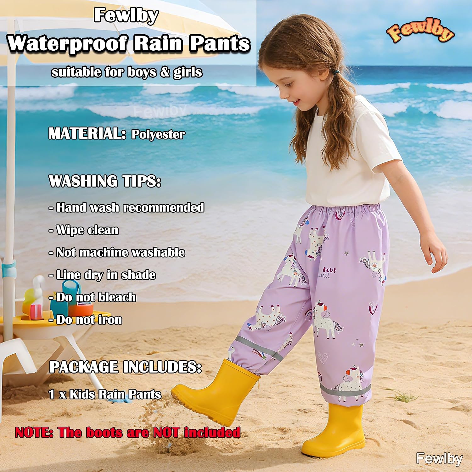 Toddler Rain Pants Kids' Waterproof Rain Pants Lightweight Reflective Rain Wear for Boys Girls