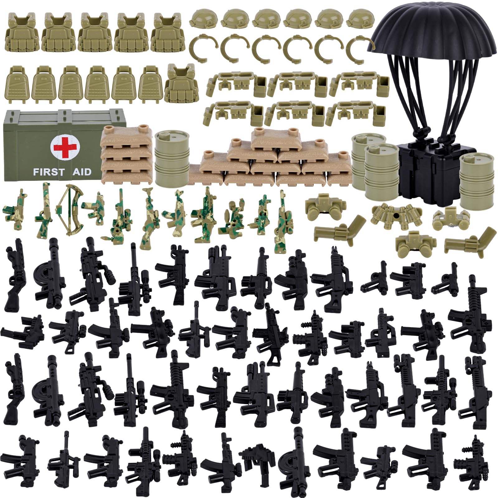3 otters138PCS Military Soldiers Figures, Weapon Pack Military Accessories Kits Toys Army Equipment Gear Sets for Boys Birthday Gift