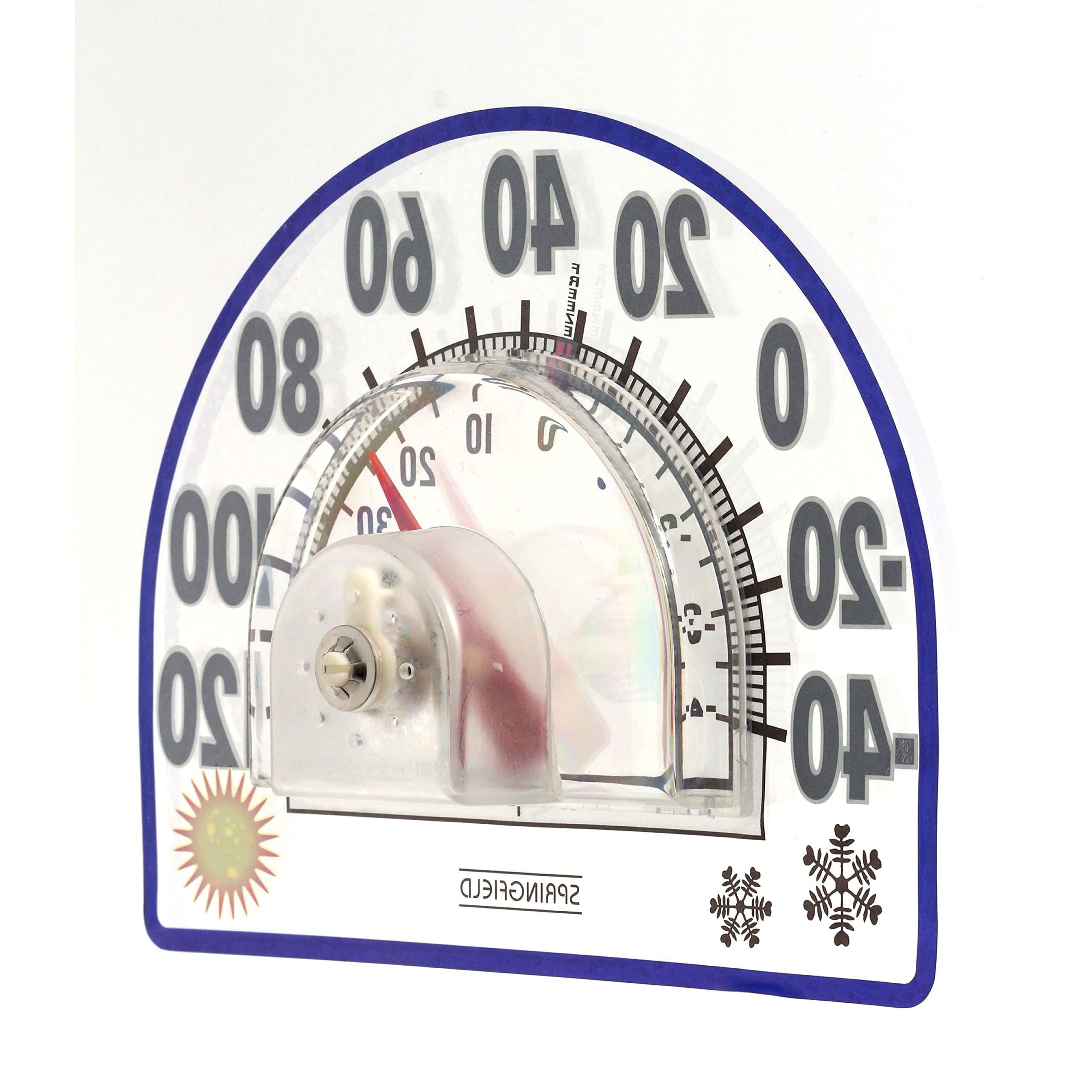 Condition photo showing New/Like New for Springfield Static Cling Indoor Outdoor Thermometer, Temperature Gauge for Patio, Pool, and Sauna, 8-Inch, White/Blue