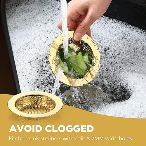 Miniatura 5 de Mudder 3 piezas de colador y tapón de drenaje para fregadero de cocina, tapón de eliminación de basura de acero inoxidable con asa, filtro universal