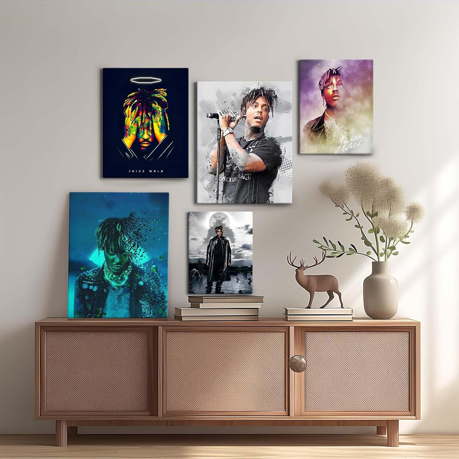 Juice WRLD Canvas Wall Art, Rapper Collage Poster Print, Hip Hop Music Artwork for Bedroom Studio Gaming Room Decor, Vibrant Album Cover Picture Print Framed Music Wall Painting 8X10 inch - Image 6