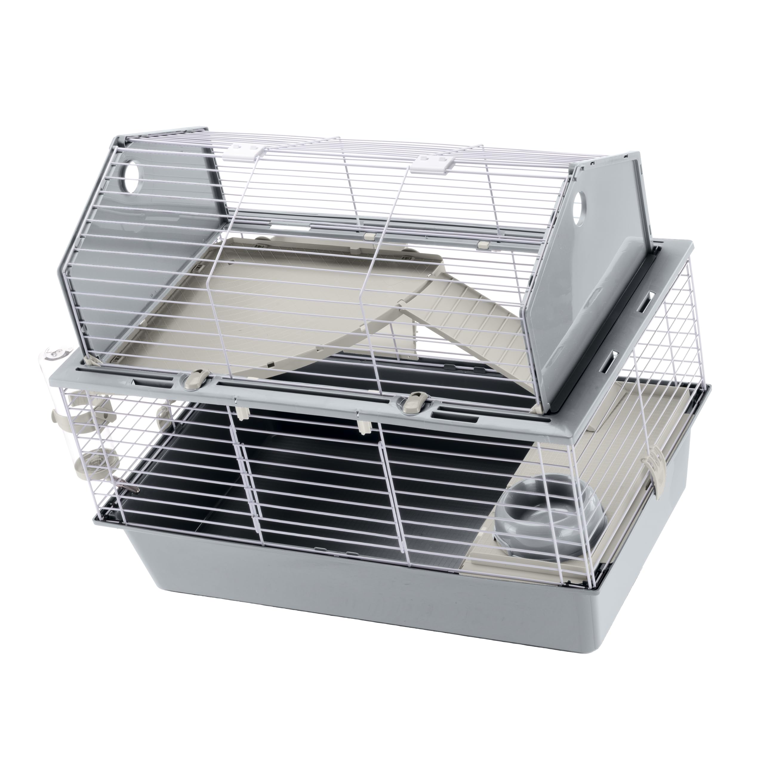 Ferplast Gabbia per Conigli Gabbia per Piccoli Animali BARN 80, 2 Piani, Tetto Apribile, Accessori Inclusi, 78 x 48 x h 65 cm.