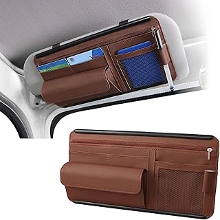 East Leaf サンバイザーポケット 車 サングラスホルダー カード 収納 小物入れ 便利グッズ カー用品 ブラウン