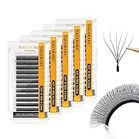 Vista 270 de NAGARAKU Extensiones de pestañas Double Tips 4D W, suministros con puntas dobles, gruesas con rizado D de 0.07 mm, bandeja mixta 8-15 mm