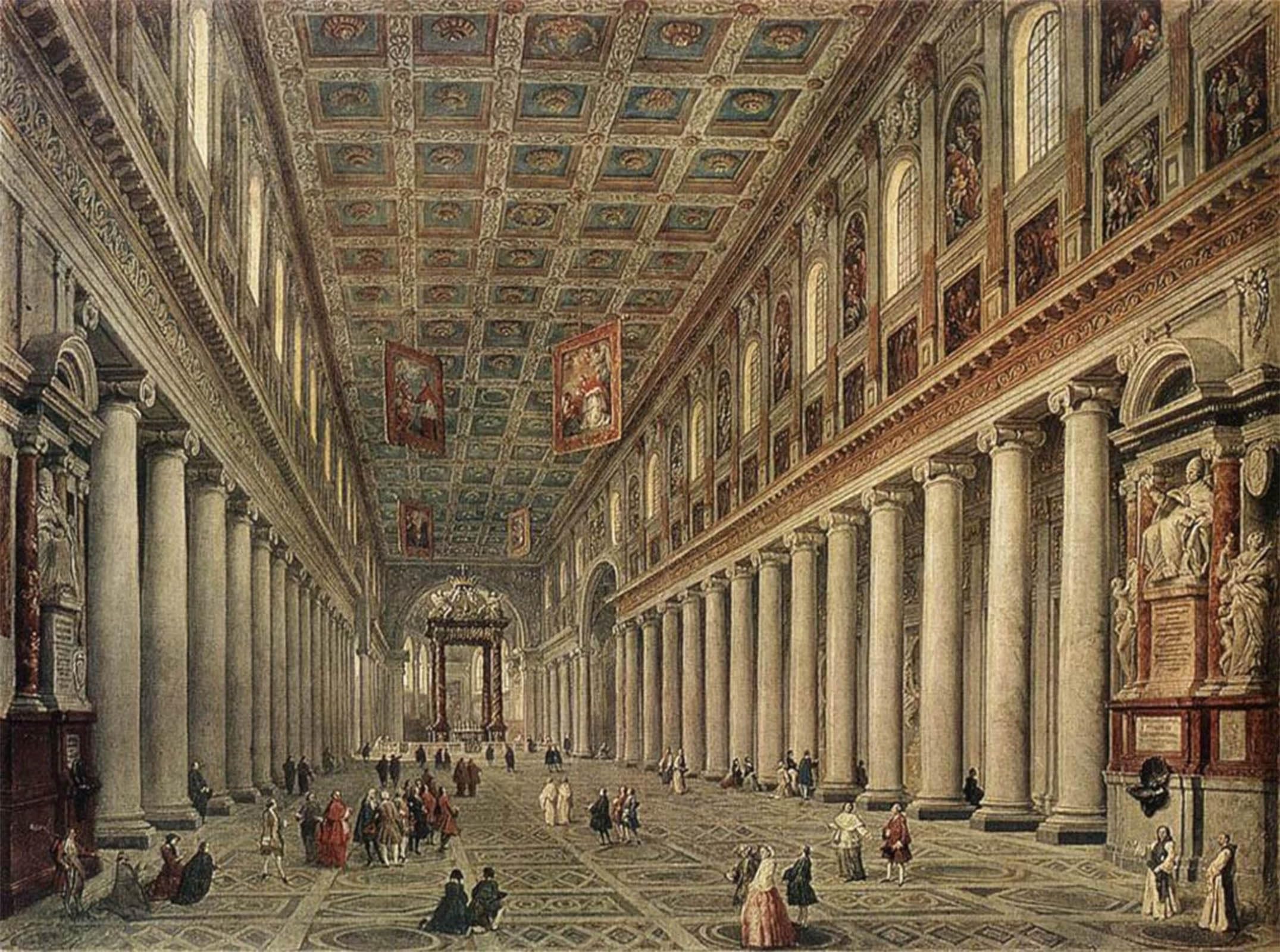 ARTXLXXBN Famous Print Painting Colorful Art Print Interior of the Santa Maria Maggiore in Romeby Paolo Pannini Canvas Art Decorations for Home Decor 60x90cm
