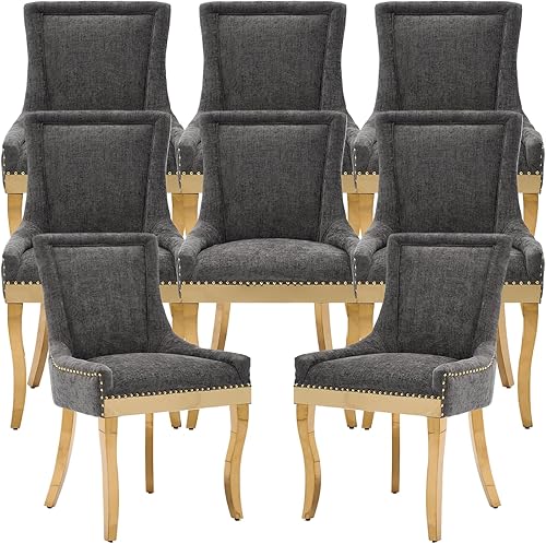 Miniatura 32 de Juego de 6 sillas de comedor, silla de cocina y comedor, sillas de comedor tapizadas en tela, sillas de comedor de madera, sillas de comedor, ribete