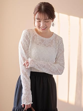 Amazon.co.jp: [コーエン] カットレース クルーネック 長袖トップス