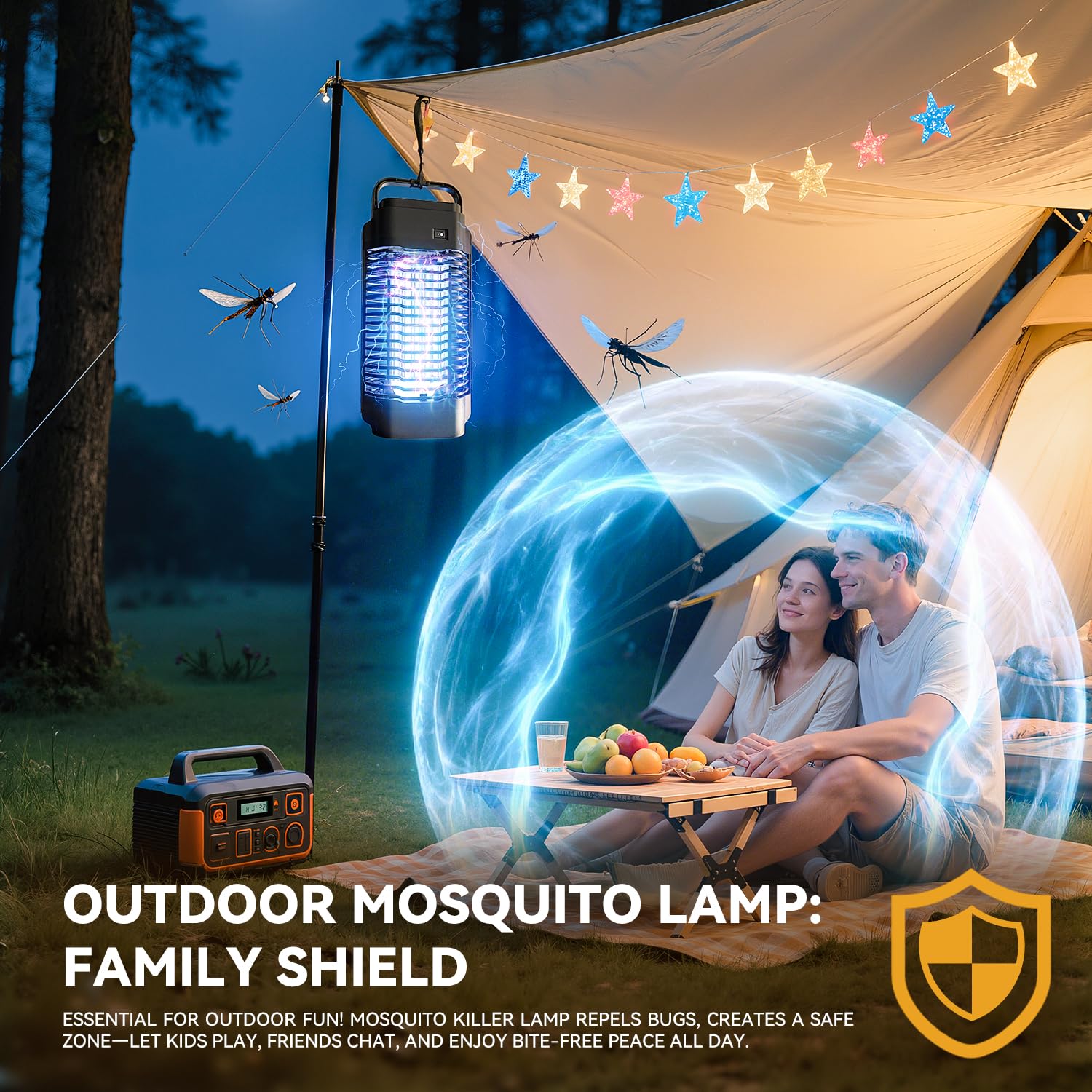 Lampe Anti Moustique Tueur d'Insectes Électrique 4200V Haute Puissance Résistant à l'Eau Intérieur Extérieur