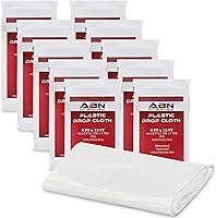 Vista 1 de Juego de 10 paños de plástico transparente blanco, 9 x 12 pies, protector para pintores de automóviles, protección contra derrames de pintura