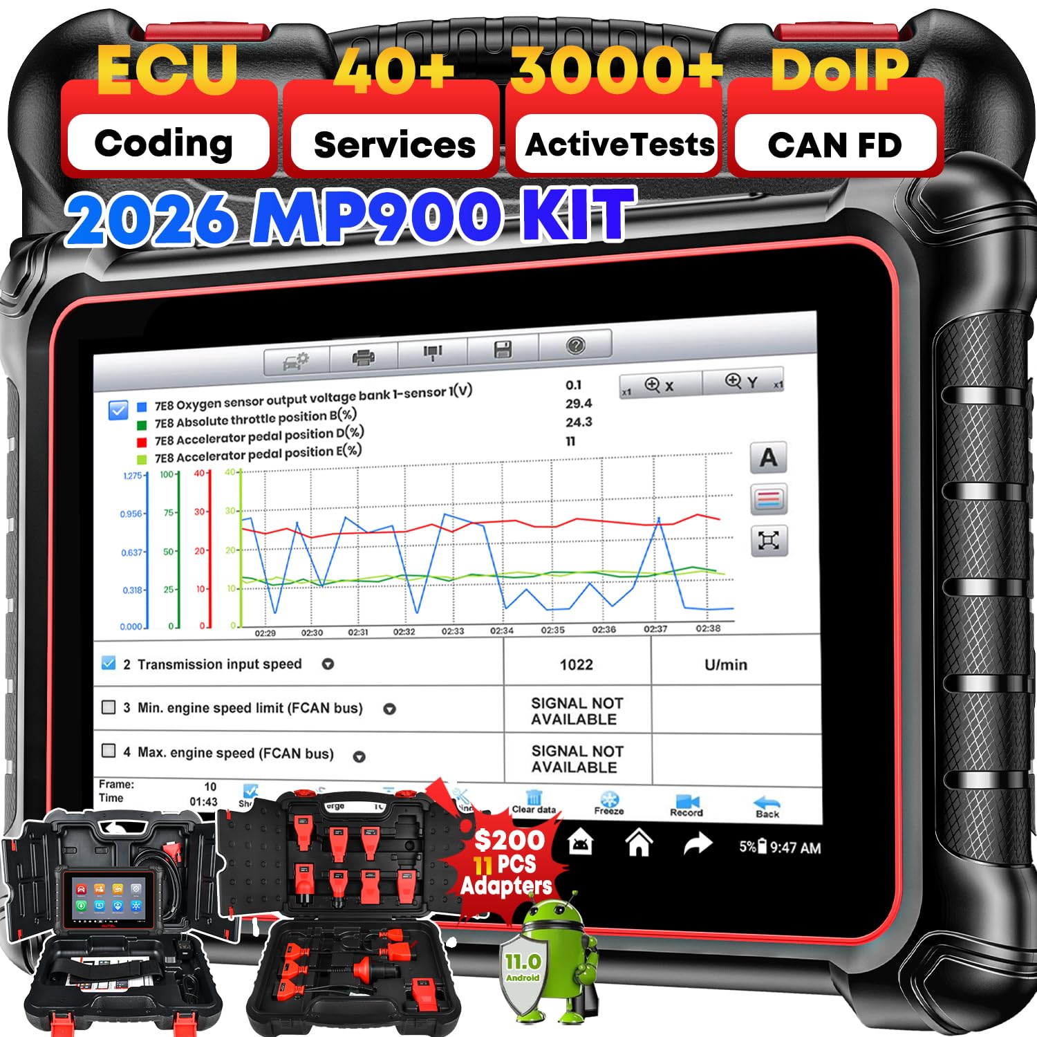 Autel MaxiPRO MP900 KIT Valise Diagnostic Auto, Codage ECU, 11 Câbles OBD1