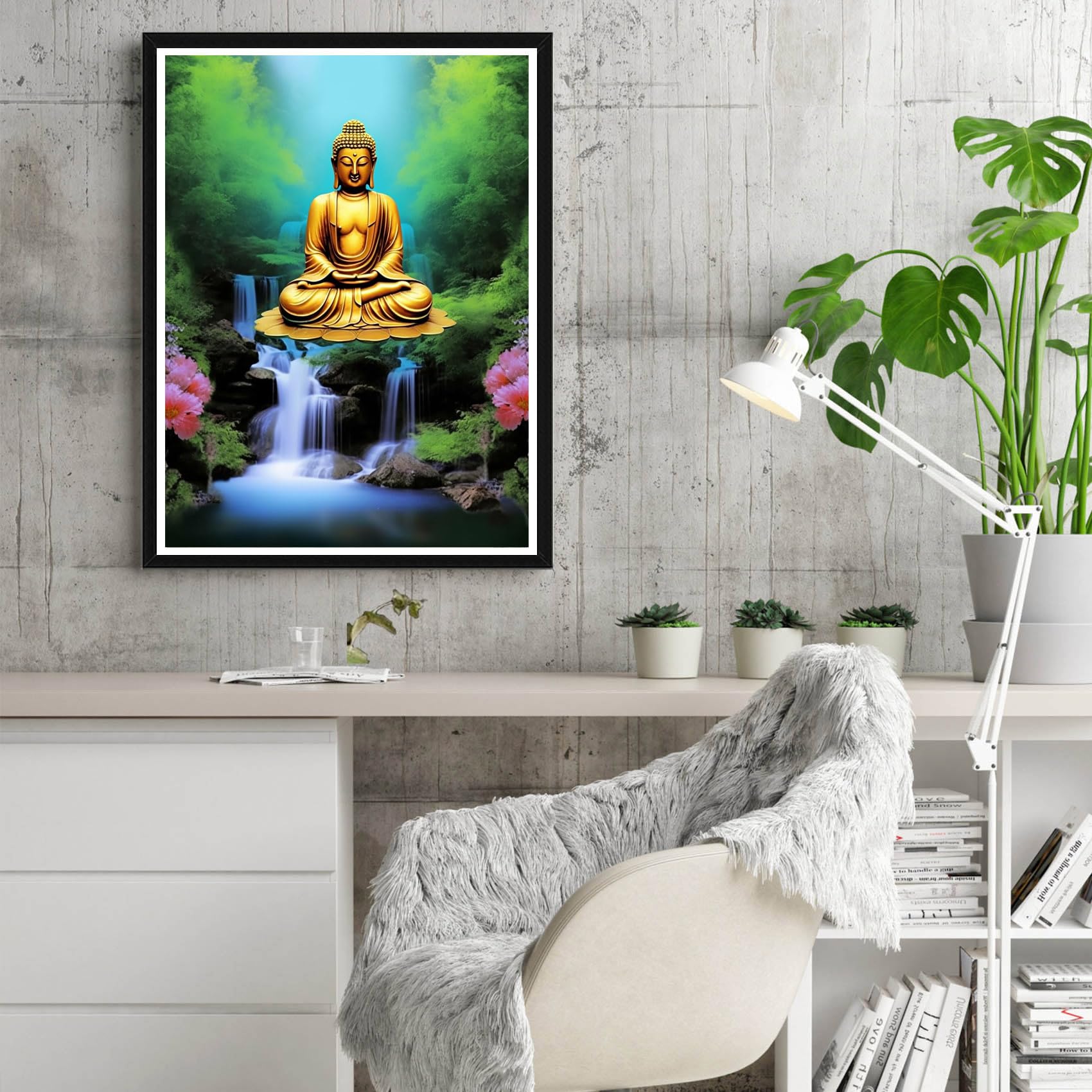 leww 5D DIY Diamond Painting Kits voor Volwassenen Kinderen, Boeddha Lotus Volledige Boor Diamond Art, Schilderen op Nummers Kristal Strass Schilderij