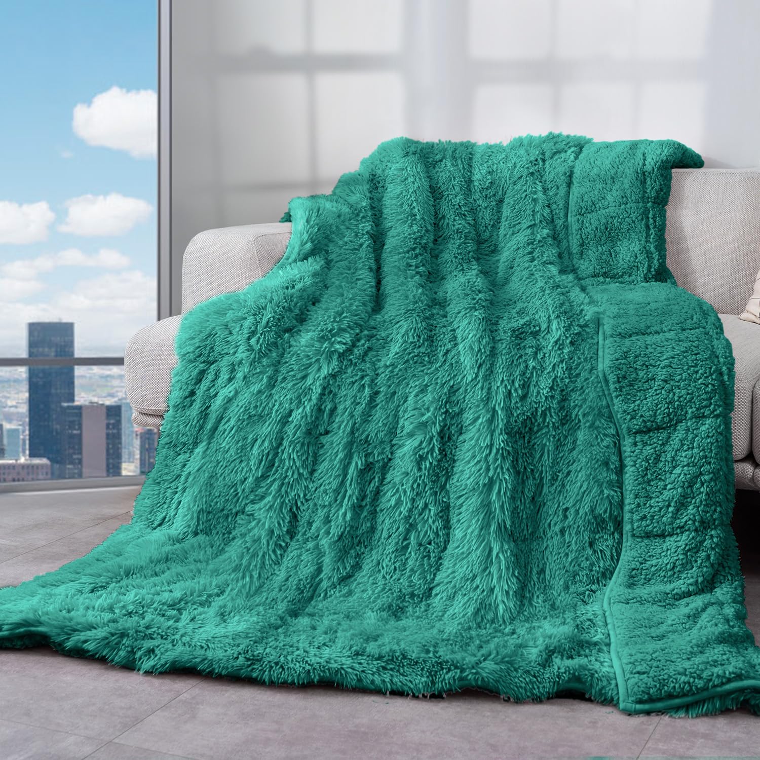 Cottonblue Sherpa Weighted Blanket 15lbs for Adults Twin Size 48x72 inches