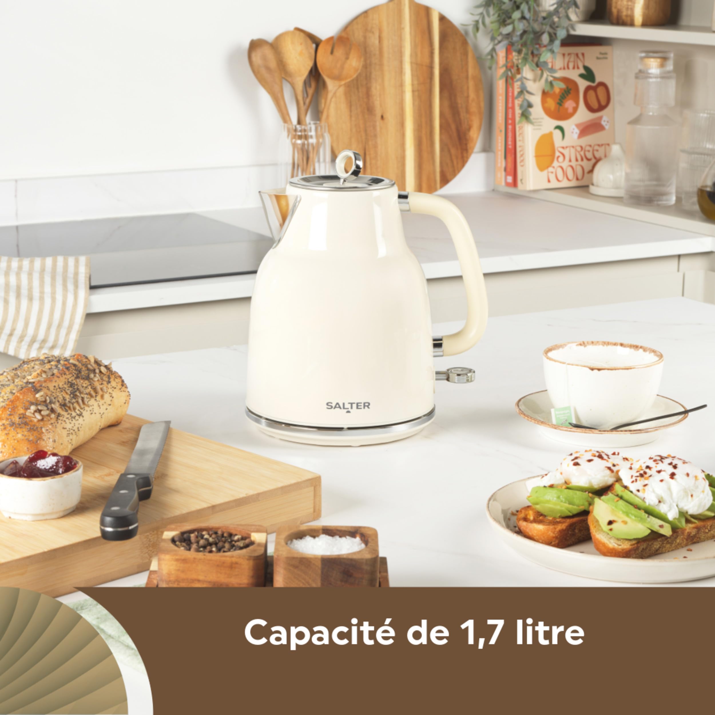 Salter Retro Bouilloire 1,7 L, 3 kW, crème