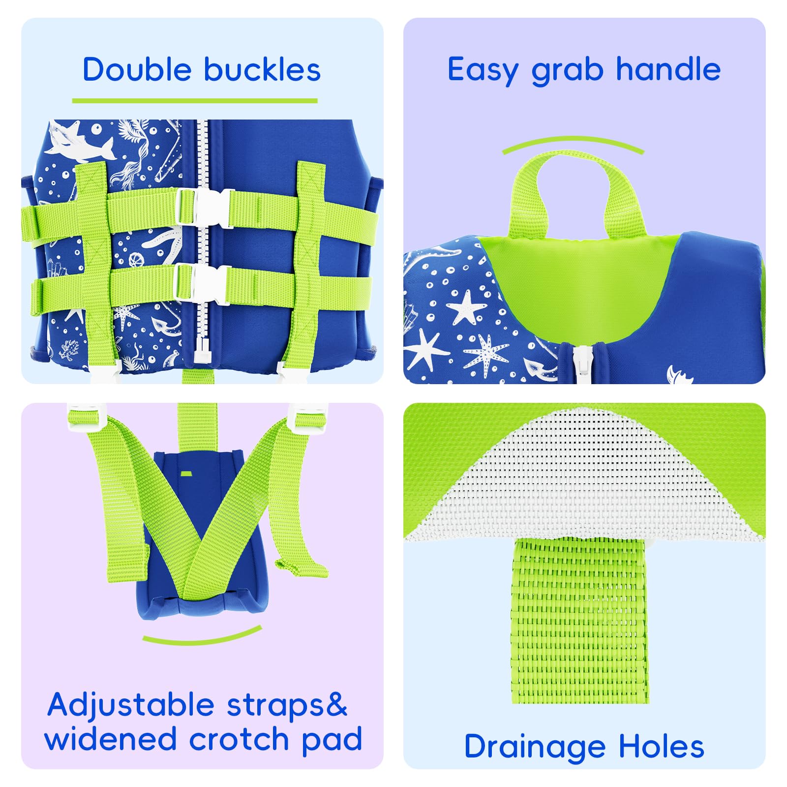 Chaleco de Natación para Niños,Chaleco Flotador de Neopreno con Correa de Seguridad Ajustable,Mejorar la Flotabilidad de Natación