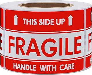 Hybsk 2x3 inch Handle with Care This Side Up Fragile Stickers Adhesive Label 300 Per Roll (2x3 inch)