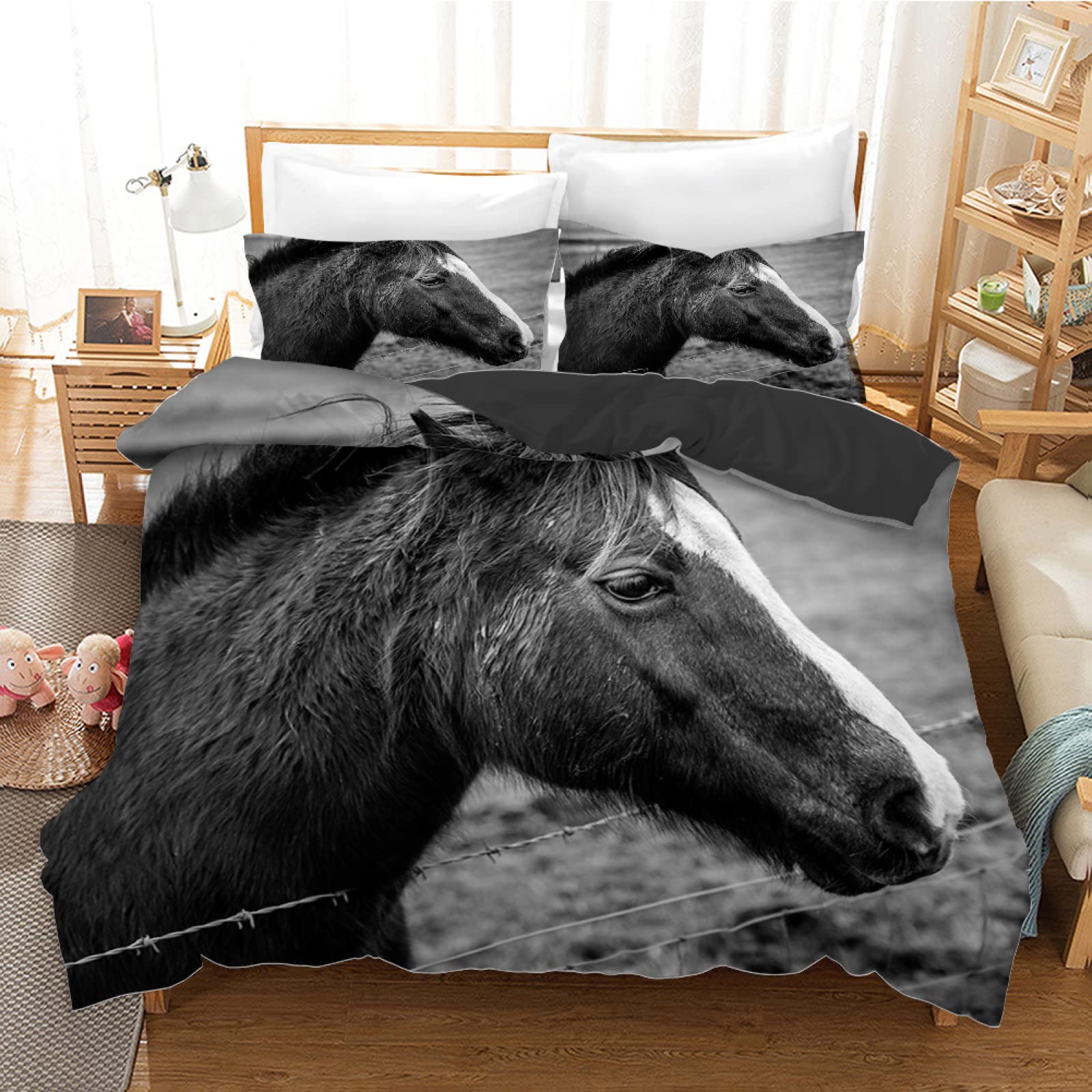 Housse de couette 160x200 anti-plis et facile à enfiler avec fermeture éclair