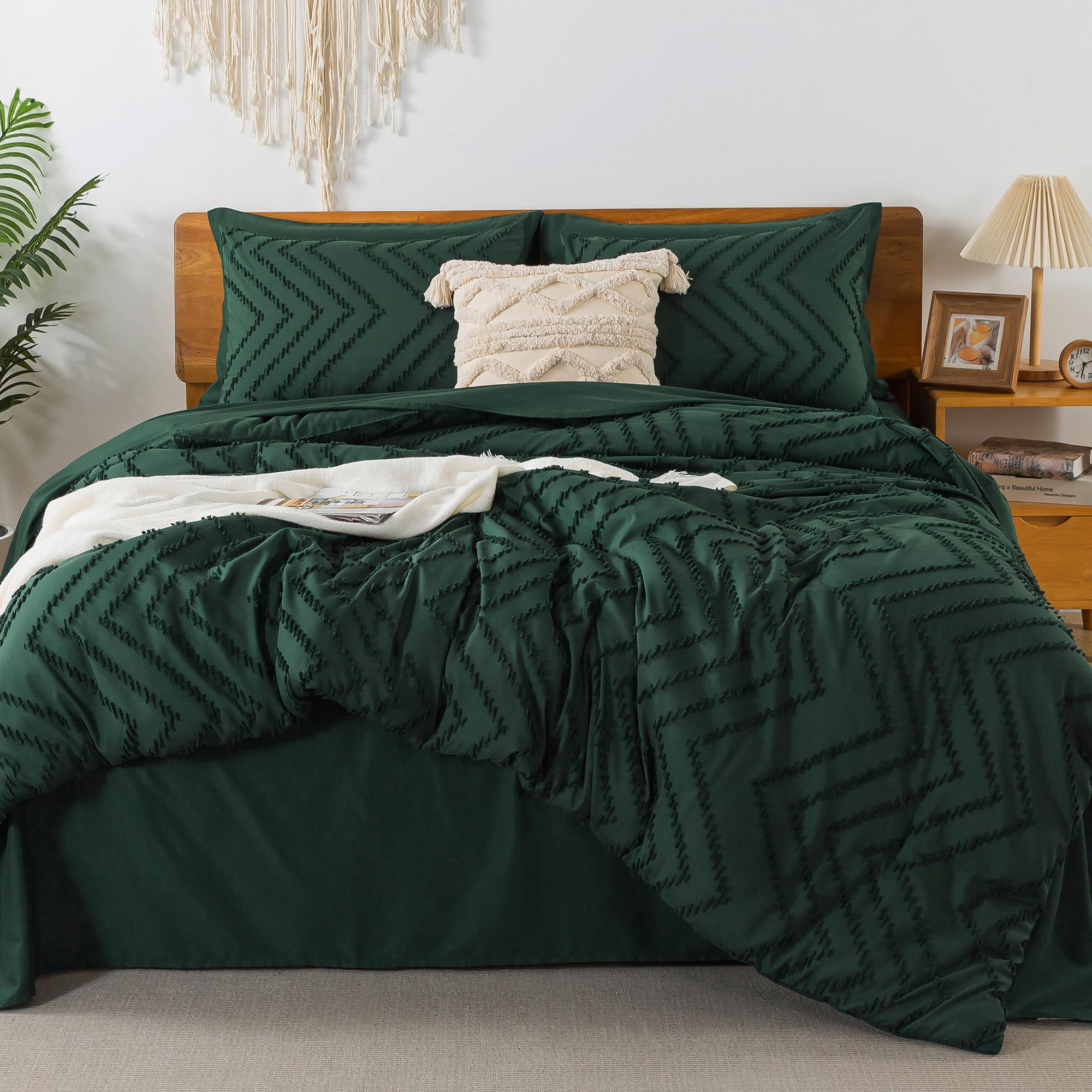 Amazon.com: Litanika King Size Comforter Set Dark Emerald Green - 7 ...