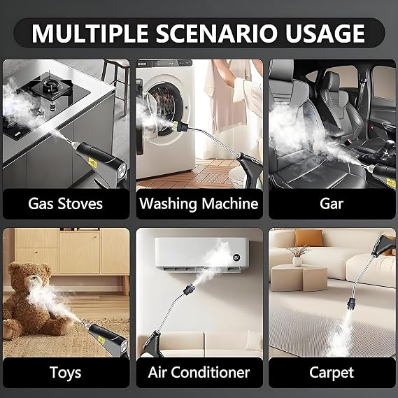 Aless 2500W Handheld High-Temperature Pressurized Steam Cleaner, 6 Adjustable Levels Portable Steamer with 1200ml Tank, 10s Heat-Up for Kitchen, Grout, Sofa, Car Detailing,Power of Water Steam (Black)
