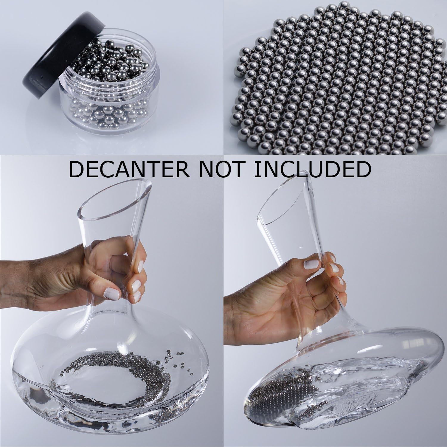 Wine Decanter with Cork Stopper & Stainless Steel Cleaning Beads in